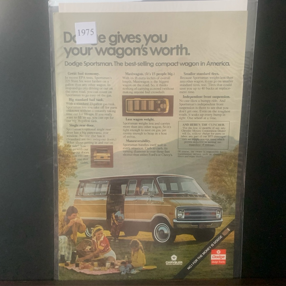 Vintage 1975 Dodge Gives You Your Wagon's Worth Ad Advertisement